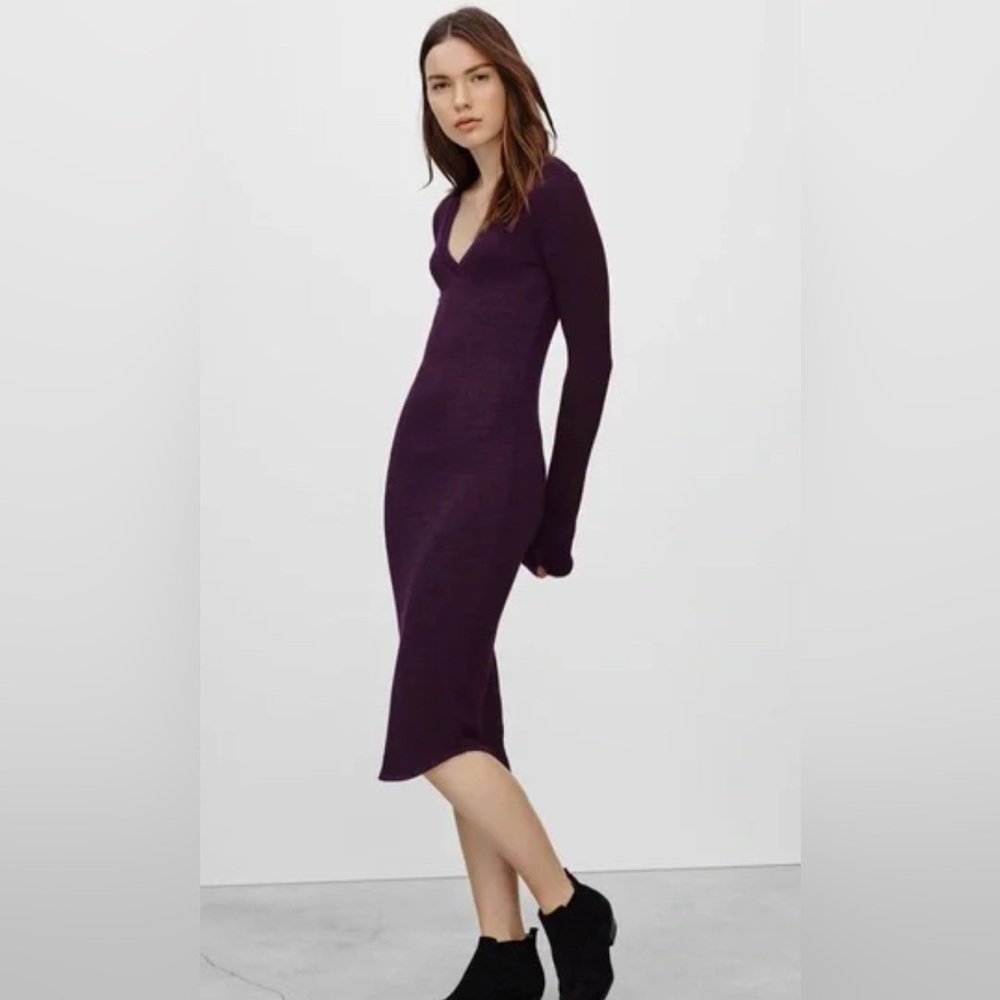 Wilfred Free Long sleeve V-Neck Burgundy Dress